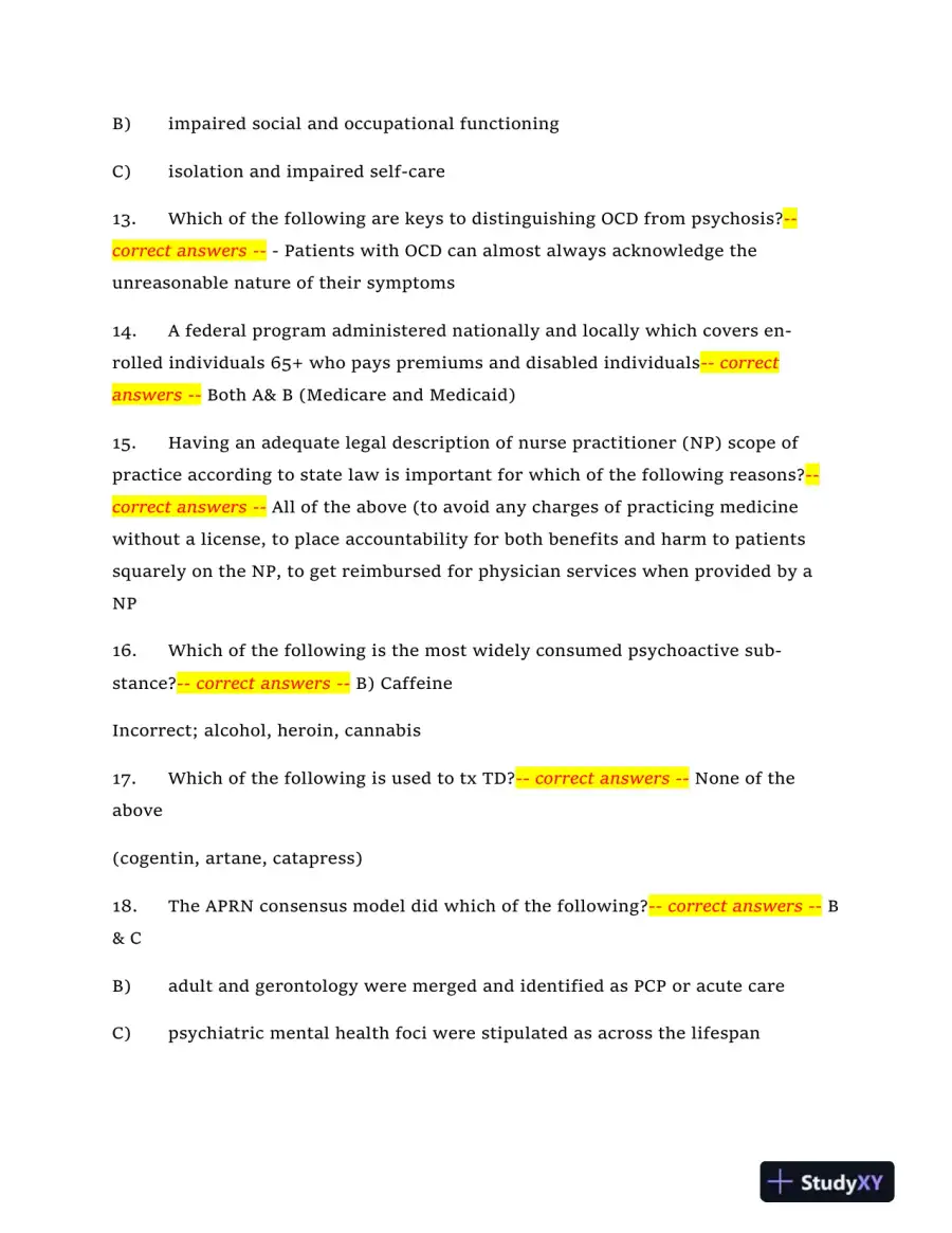 2024 NRNP6665 Mental Health Midterm Exam With Answers (409 Solved Questions), page 4