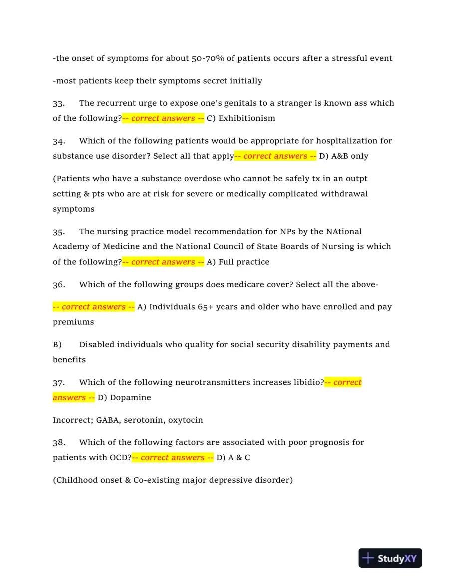 2024 NRNP6665 Mental Health Midterm Exam With Answers (409 Solved Questions), page 7