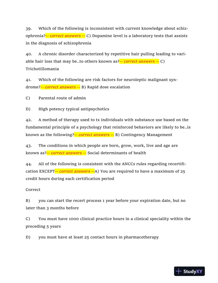 2024 NRNP6665 Mental Health Midterm Exam With Answers (409 Solved Questions), page 8