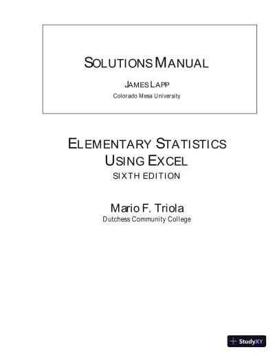 Elementary Statistics Using Excel, 6th Edition Solution Manual - Page 1 preview image