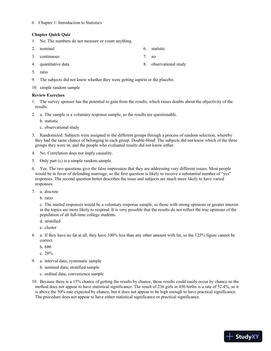 Elementary Statistics Using Excel, 6th Edition Solution Manual, page 11