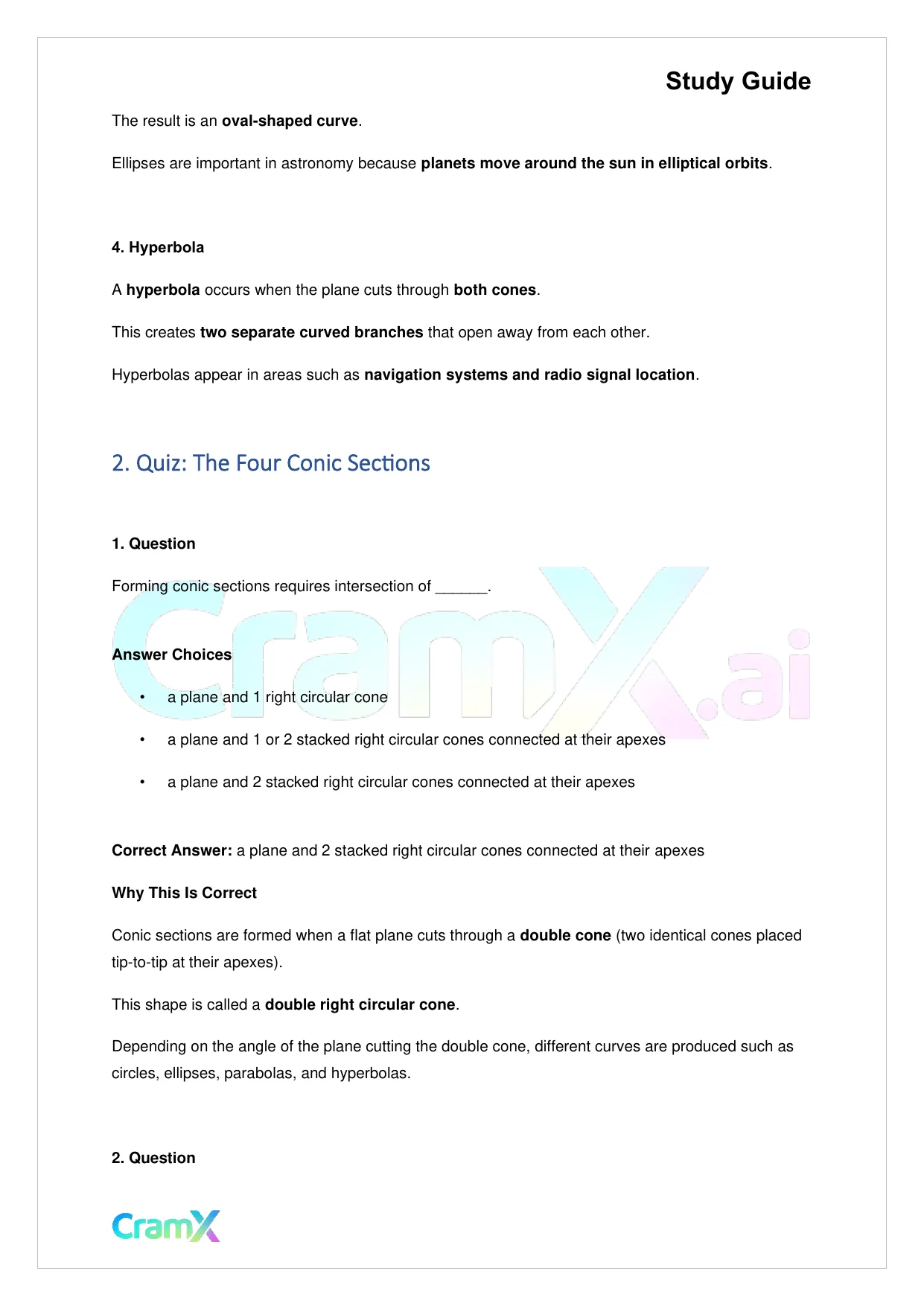 Algebra II – Conic Sections - Page 3 preview image