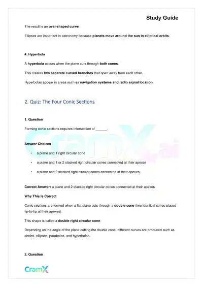 Algebra II – Conic Sections - Page 3 preview image