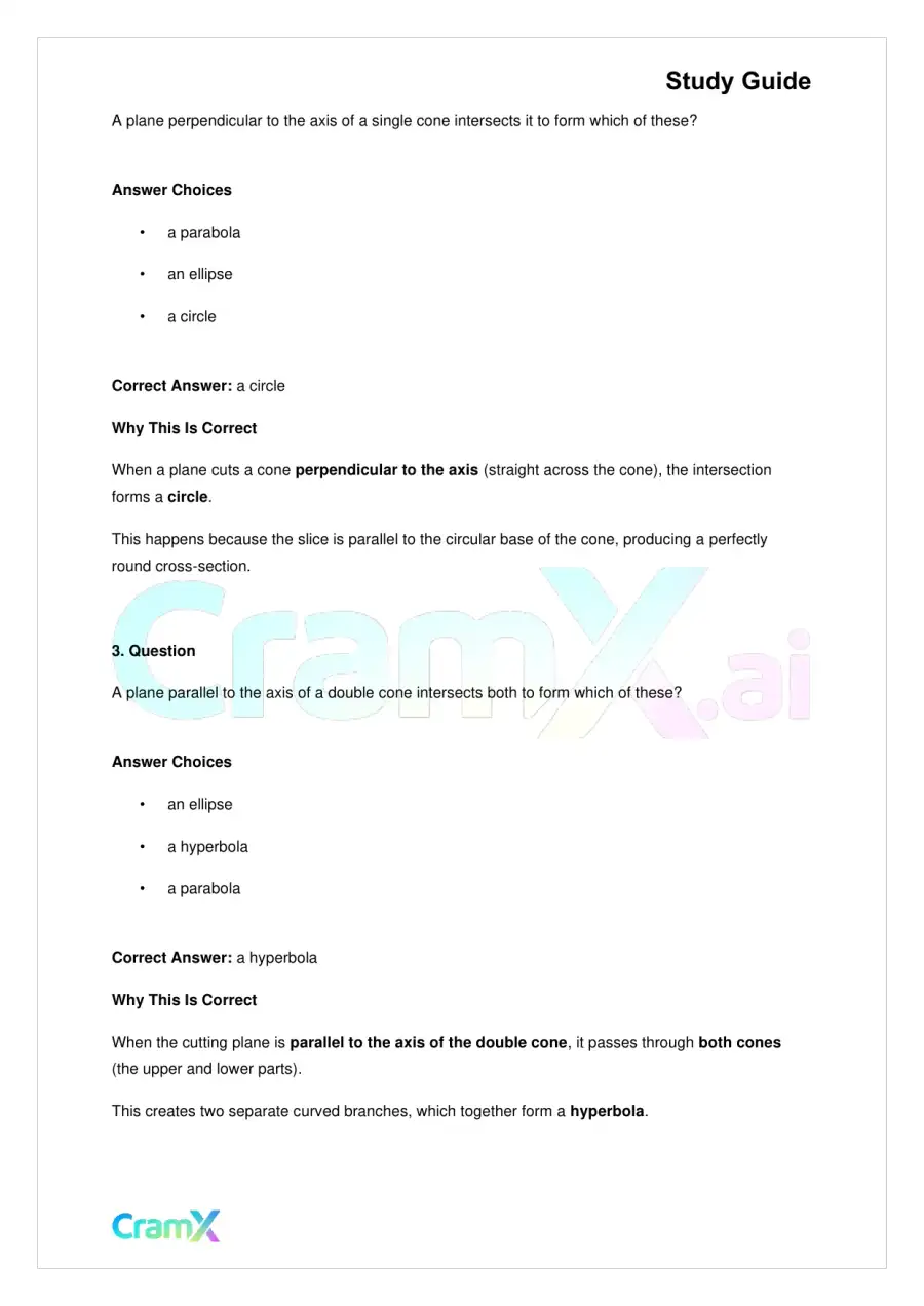 Algebra II – Conic Sections, page 4