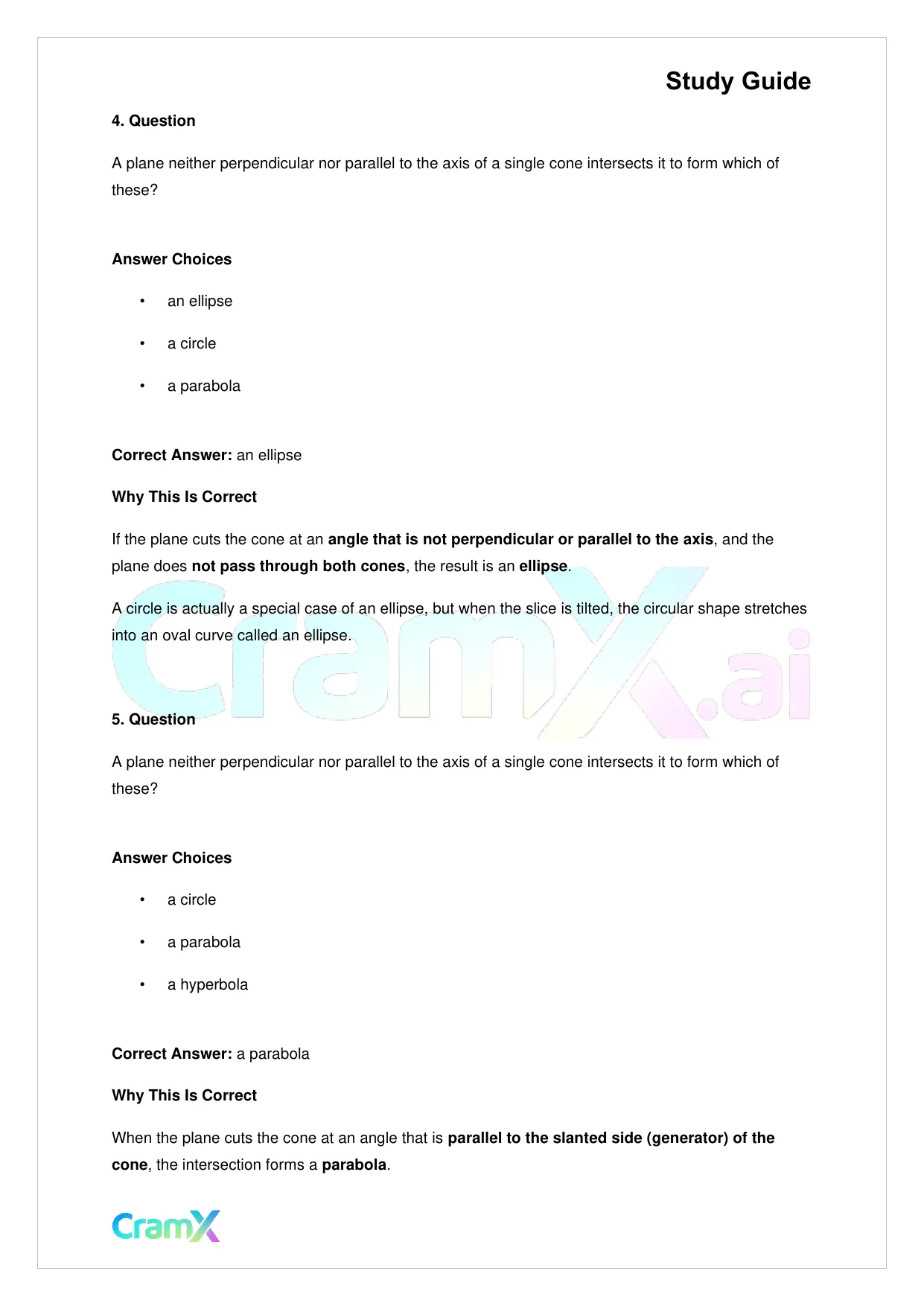 Algebra II – Conic Sections - Page 5 preview image