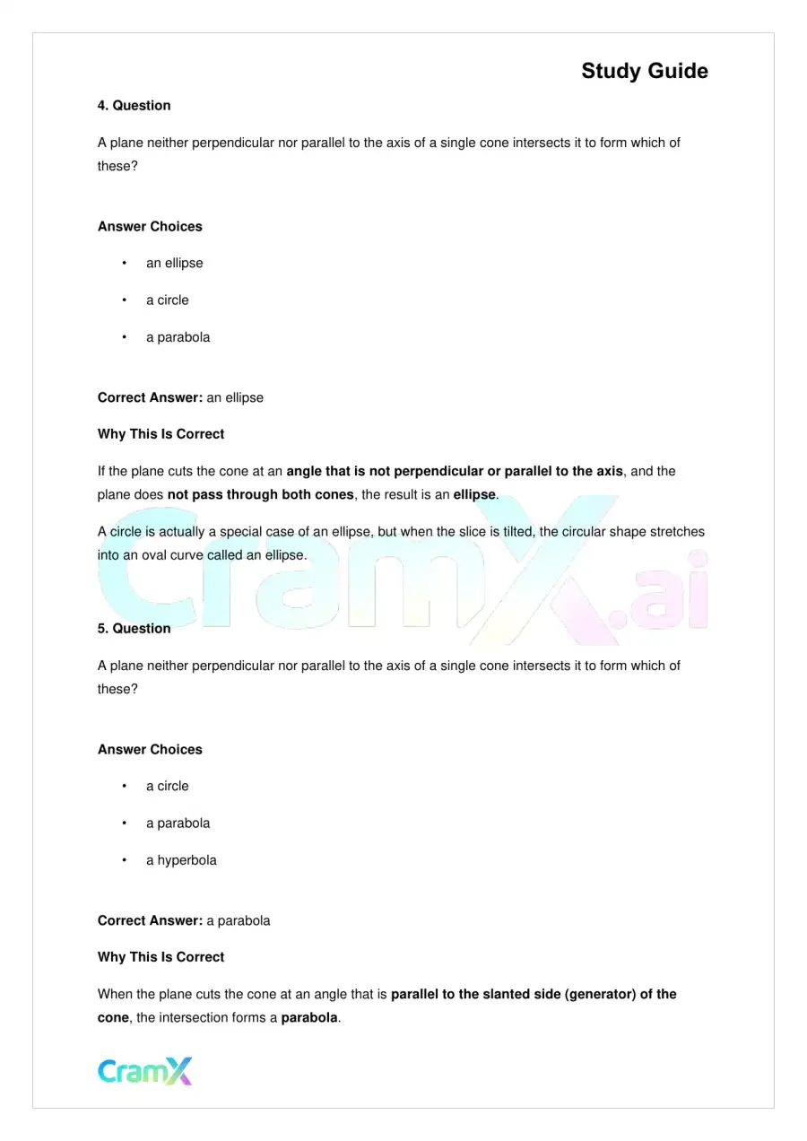 Algebra II – Conic Sections, page 5