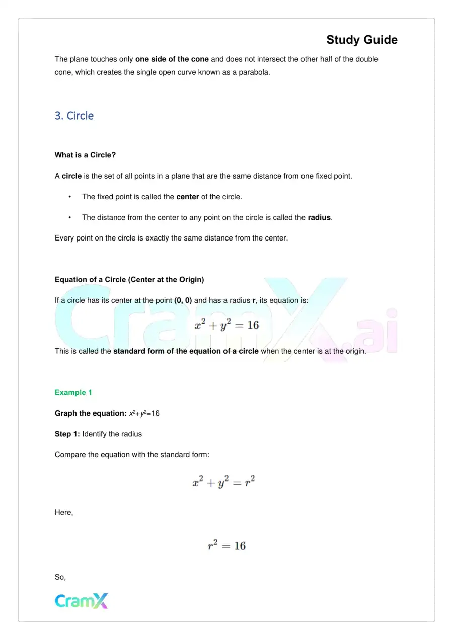 Algebra II – Conic Sections, page 6