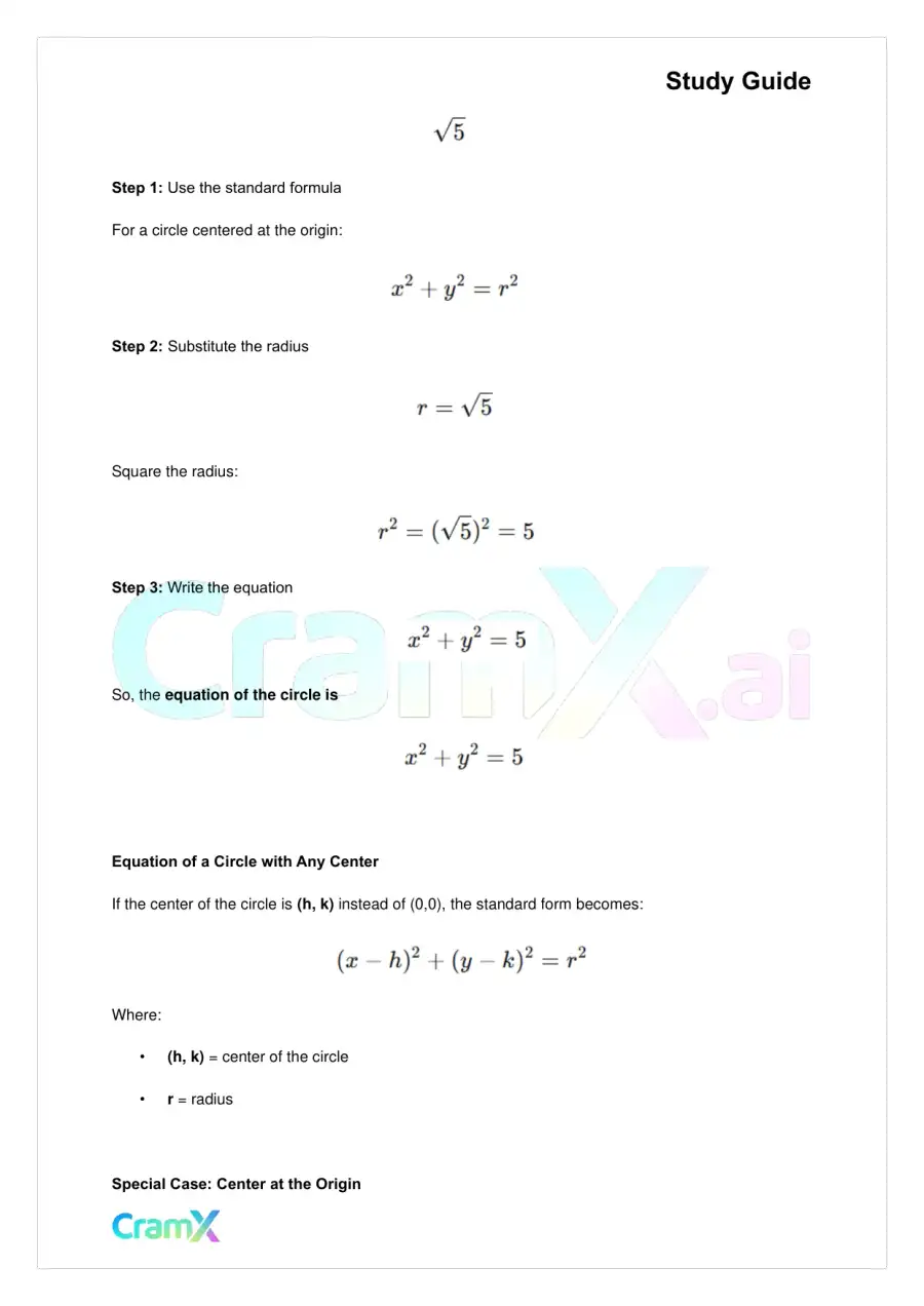 Algebra II – Conic Sections, page 8