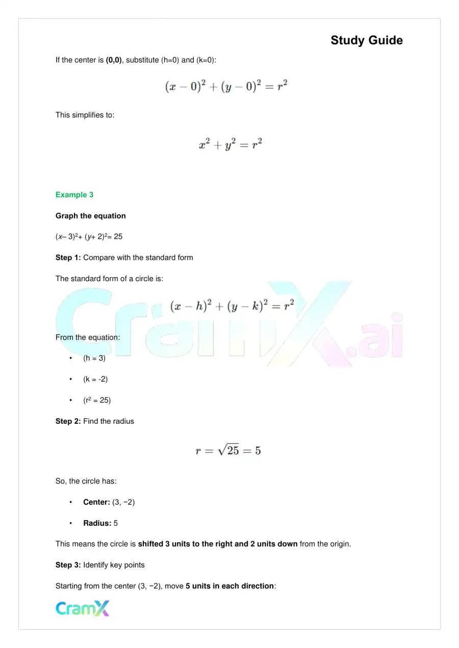 Algebra II – Conic Sections, page 9