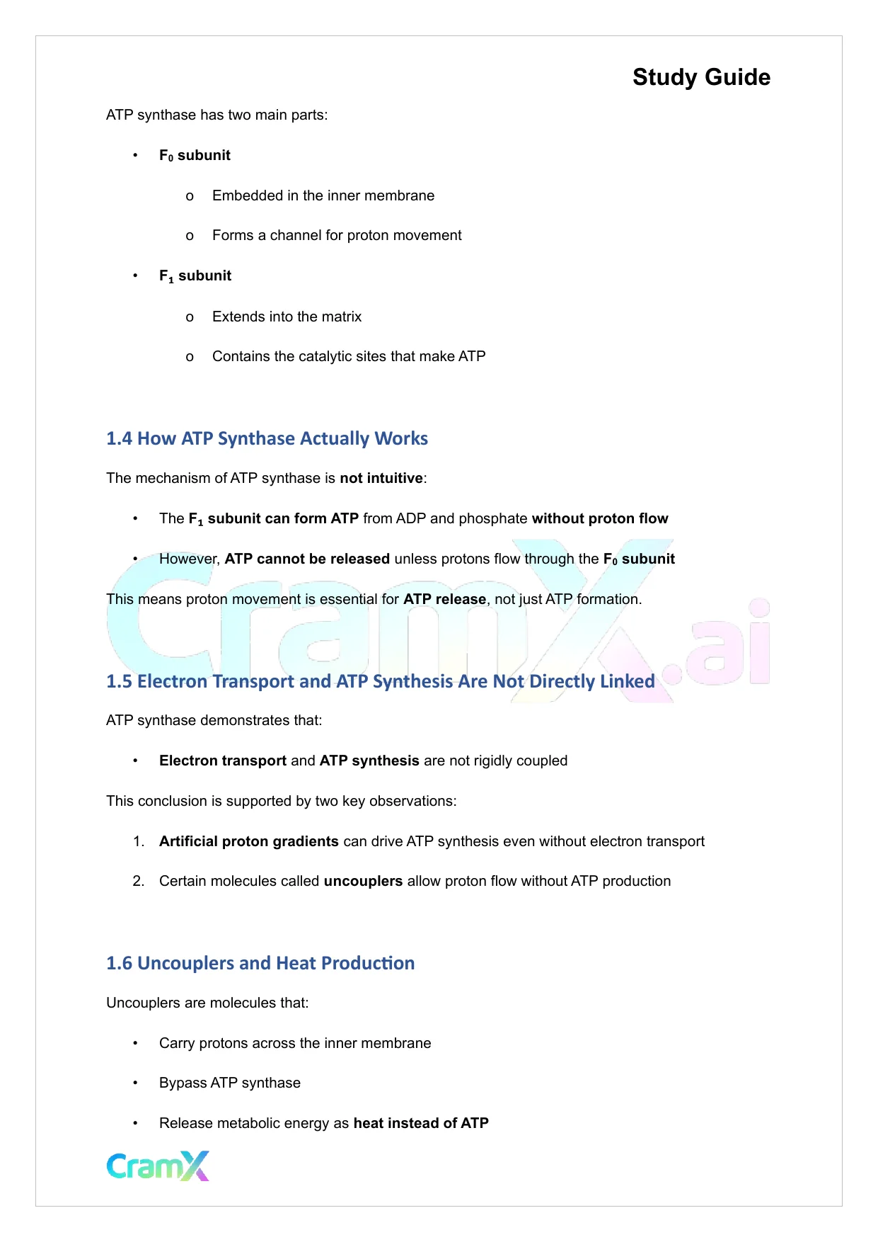 Biochemistry I - Oxidative Phosphorylation - Page 3 preview image