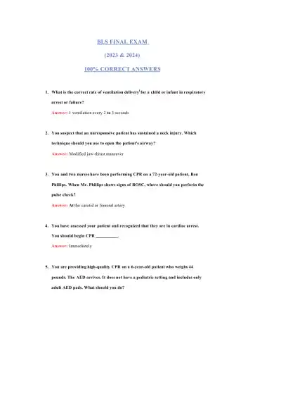 BLS FINAL EXAM 2024 - Page 1 preview image