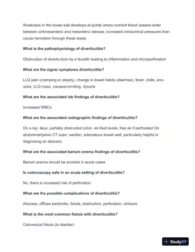 2024-2025 Colorectal Disorders (PEARLS) (Smarty PANCE) with Answers (127 Solved Questions) - Page 4 preview image