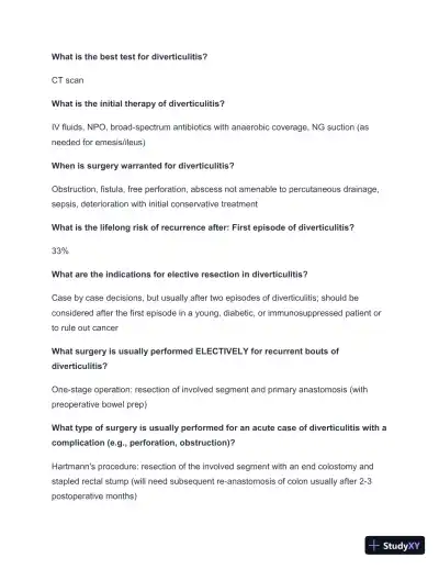 2024-2025 Colorectal Disorders (PEARLS) (Smarty PANCE) with Answers (127 Solved Questions) - Page 5 preview image