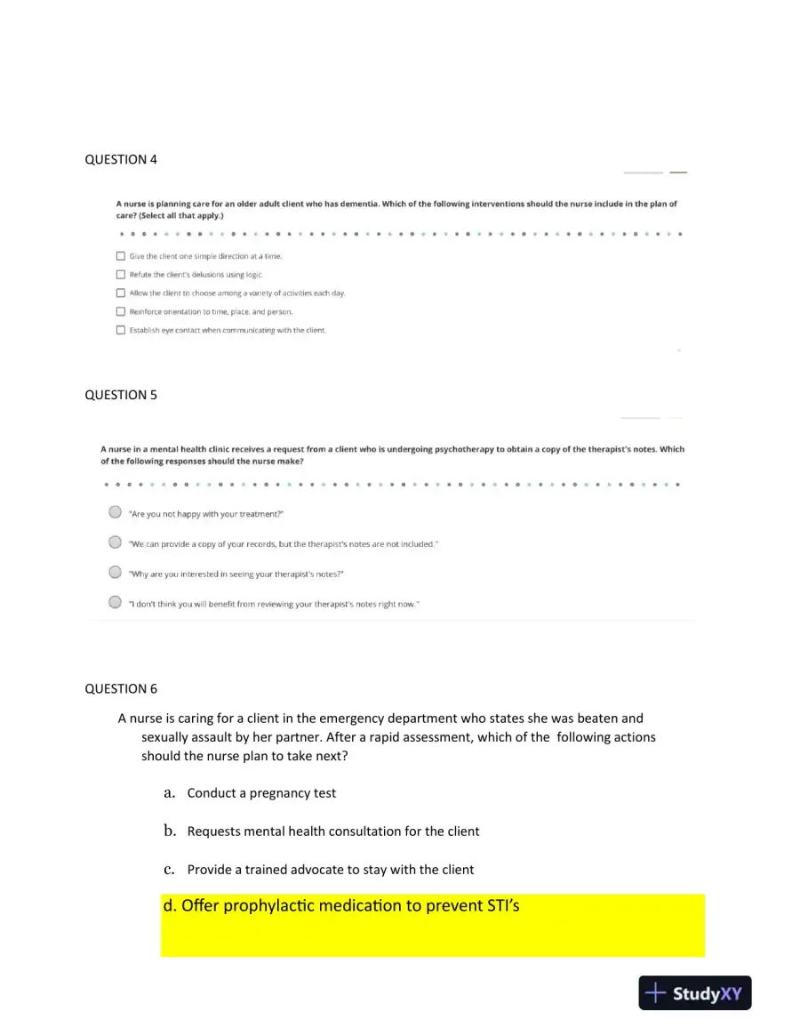 2023 ATI RN Mental Health Practice Exam With Answers (70 Solved Questions), page 3
