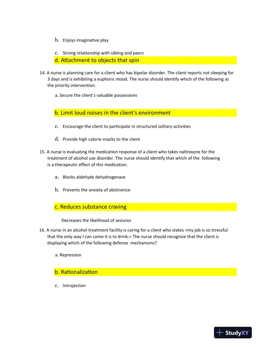 2023 ATI RN Mental Health Practice Exam With Answers (70 Solved Questions), page 6
