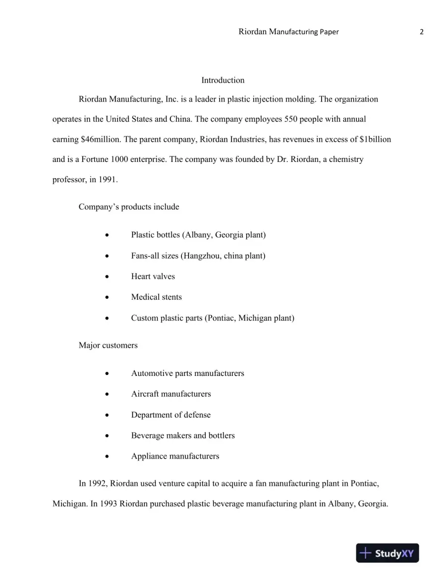 Evaluating Financial and Technological Solutions for Enhancing Operational Efficiency at Riordan Manufacturing, page 3