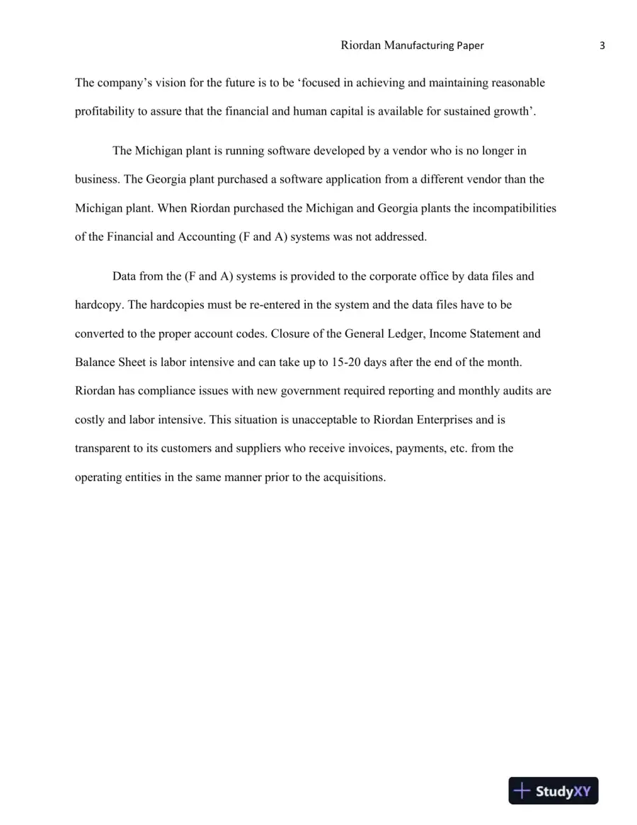 Evaluating Financial and Technological Solutions for Enhancing Operational Efficiency at Riordan Manufacturing, page 4