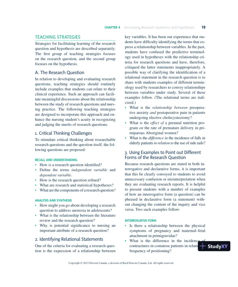 Nursing Research In Canada: Methods, Critical Appraisal, And Utilization, 3rd Canadian Edition Lecture Notes, page 20