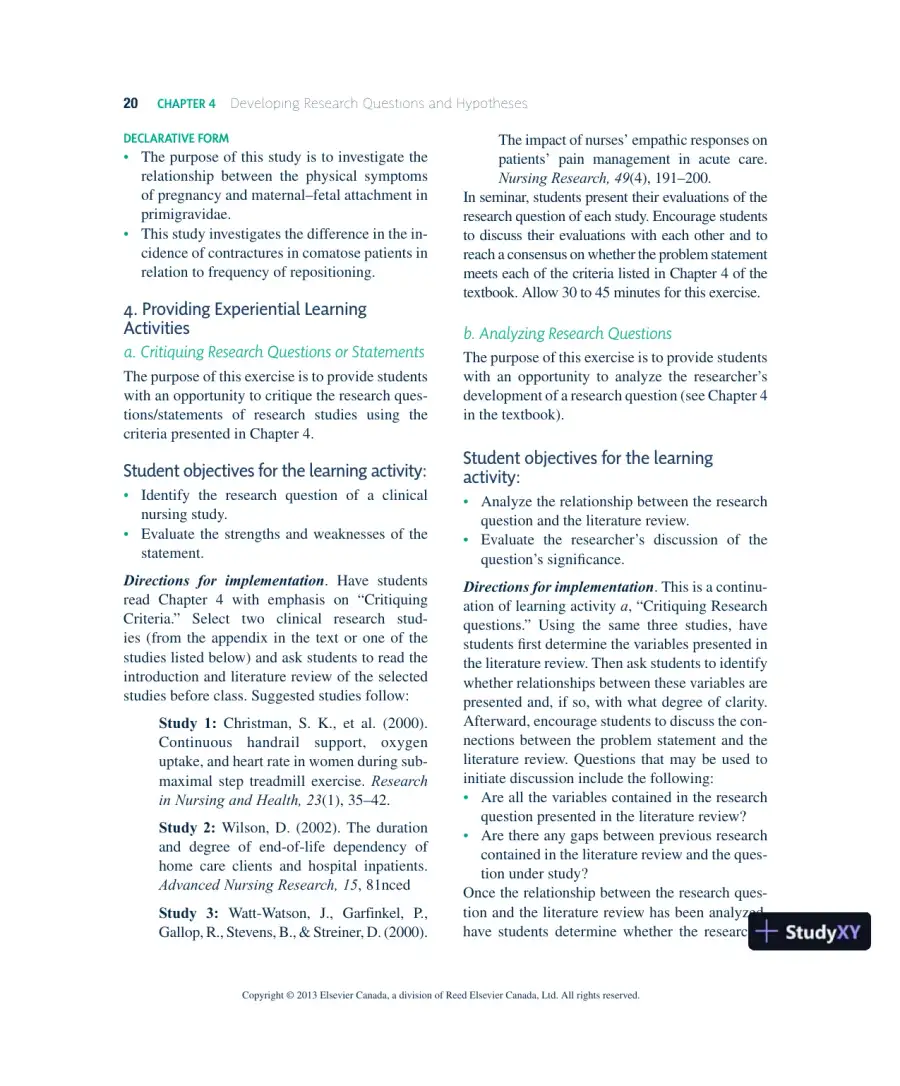 Nursing Research In Canada: Methods, Critical Appraisal, And Utilization, 3rd Canadian Edition Lecture Notes, page 21