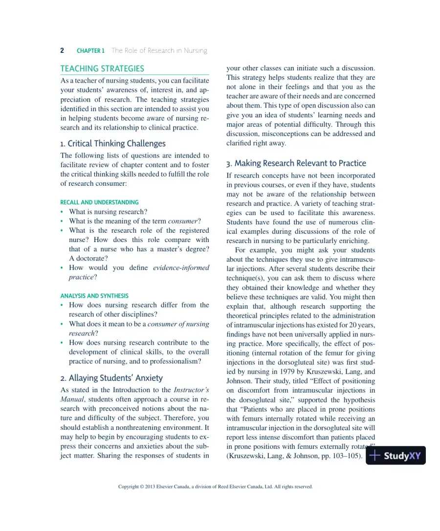 Nursing Research In Canada: Methods, Critical Appraisal, And Utilization, 3rd Canadian Edition Lecture Notes, page 3
