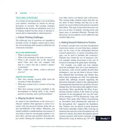 Nursing Research In Canada: Methods, Critical Appraisal, And Utilization, 3rd Canadian Edition Lecture Notes - Page 3 preview image