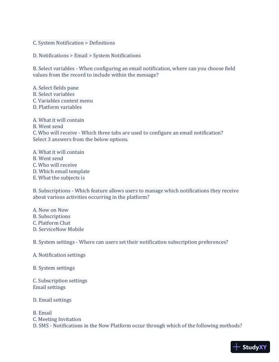 CSA Service Now Preparation Practice Exam with Answers (170 Solved Questions), page 10
