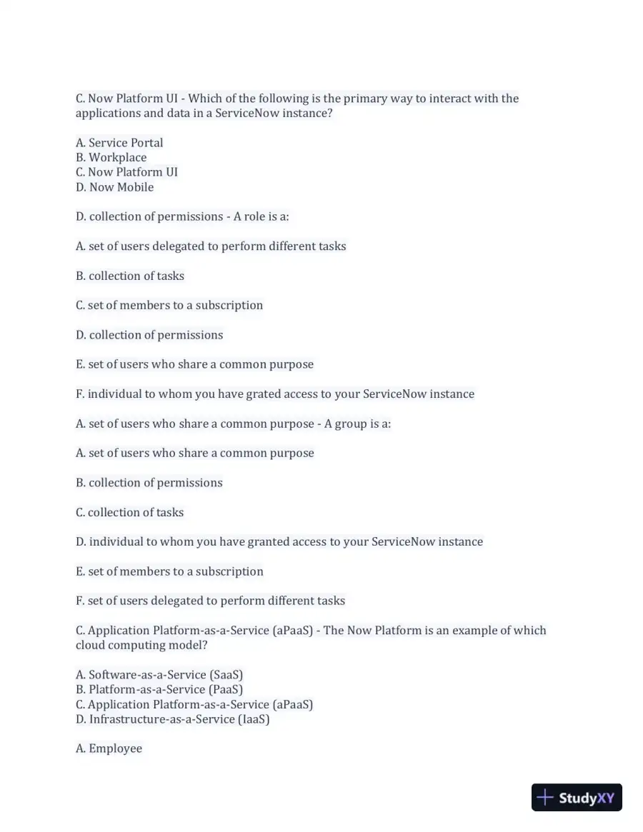 CSA Service Now Preparation Practice Exam with Answers (170 Solved Questions), page 3