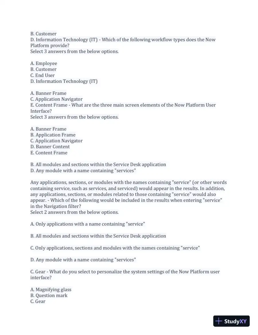 CSA Service Now Preparation Practice Exam with Answers (170 Solved Questions), page 4
