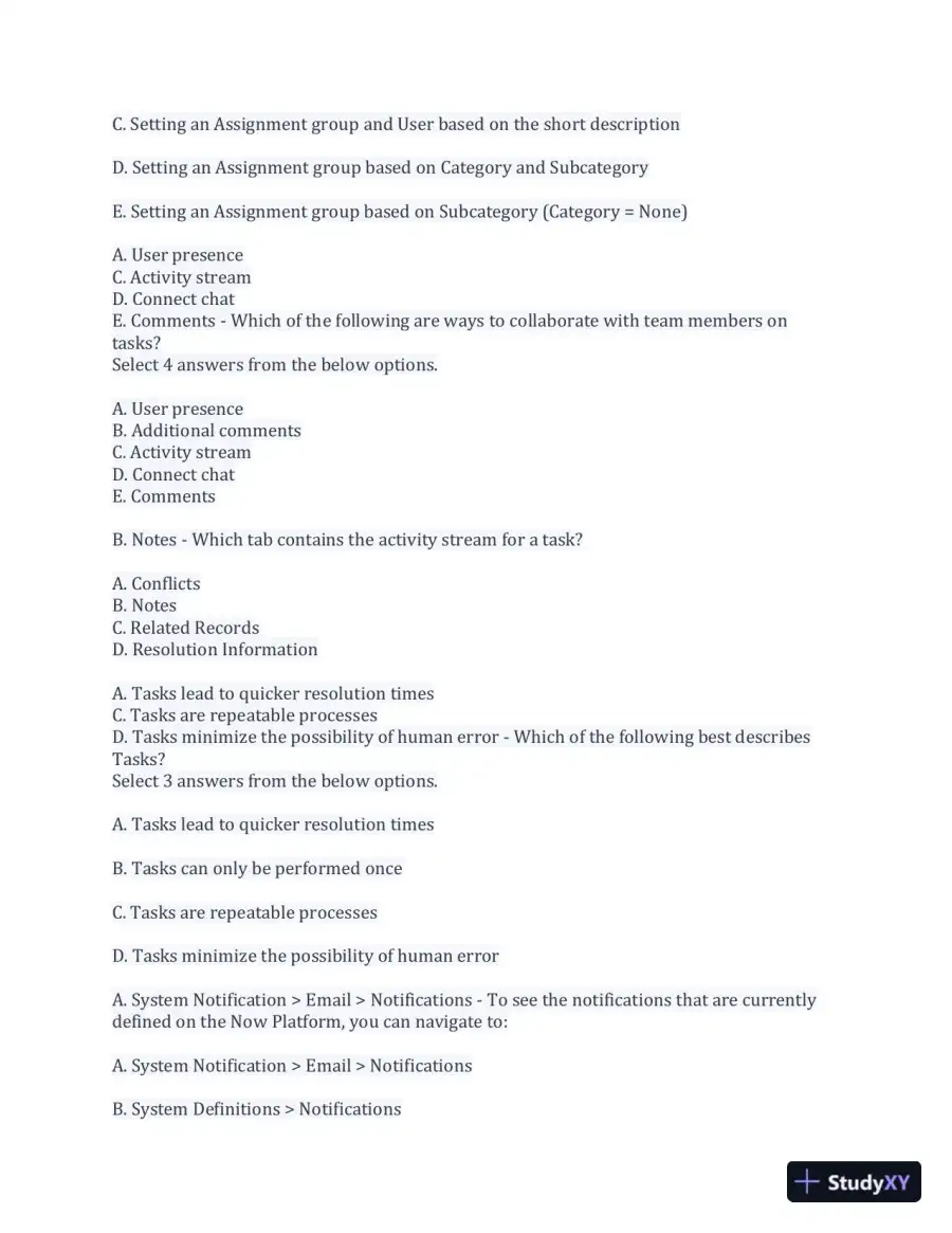 CSA Service Now Preparation Practice Exam with Answers (170 Solved Questions), page 9