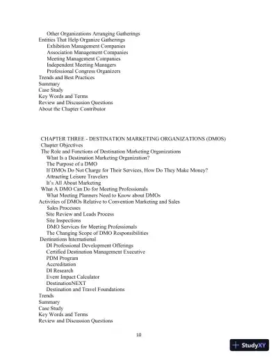 Meetings, Expositions, Events, and Conventions: An Introduction to the Industry, 5th Edition Solution Manual - Page 10 preview image