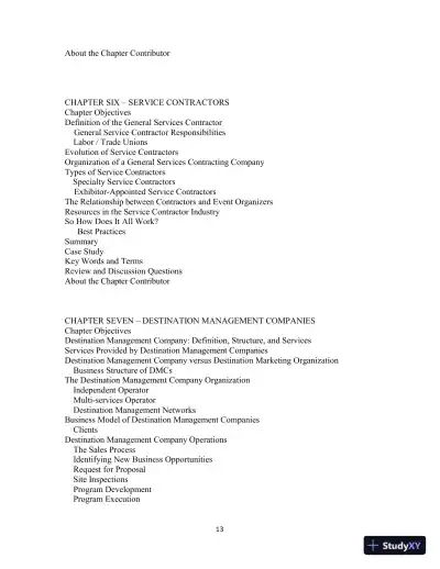 Meetings, Expositions, Events, and Conventions: An Introduction to the Industry, 5th Edition Solution Manual - Page 13 preview image
