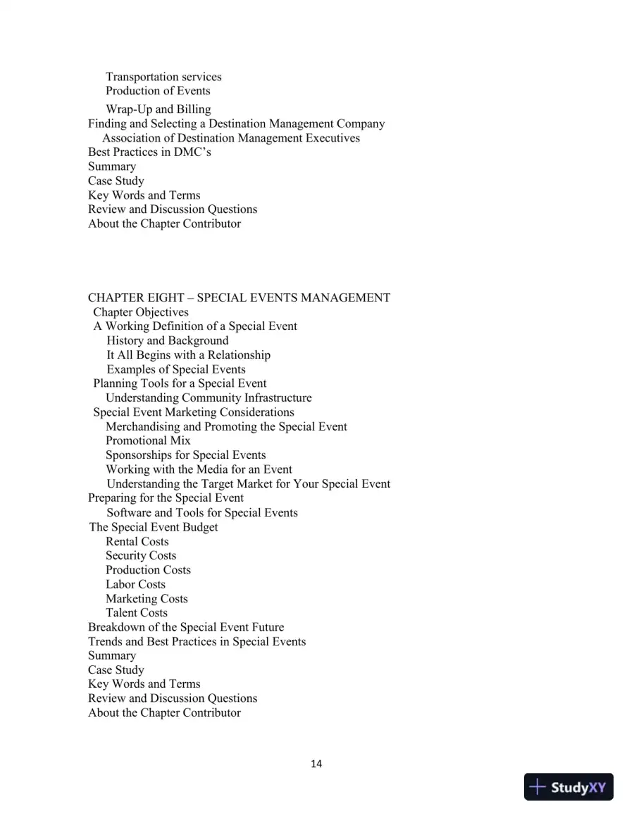 Meetings, Expositions, Events, and Conventions: An Introduction to the Industry, 5th Edition Solution Manual, page 14