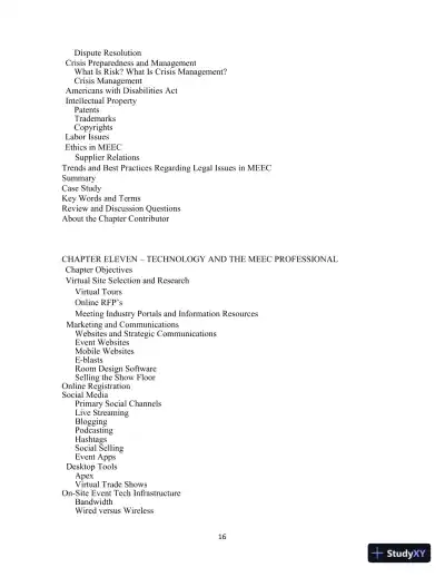 Meetings, Expositions, Events, and Conventions: An Introduction to the Industry, 5th Edition Solution Manual - Page 16 preview image
