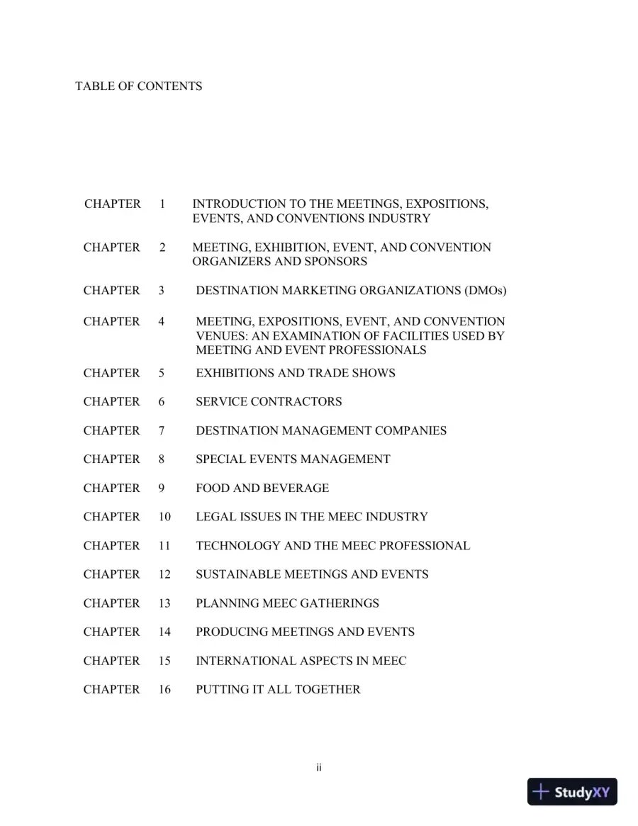 Meetings, Expositions, Events, and Conventions: An Introduction to the Industry, 5th Edition Solution Manual, page 3