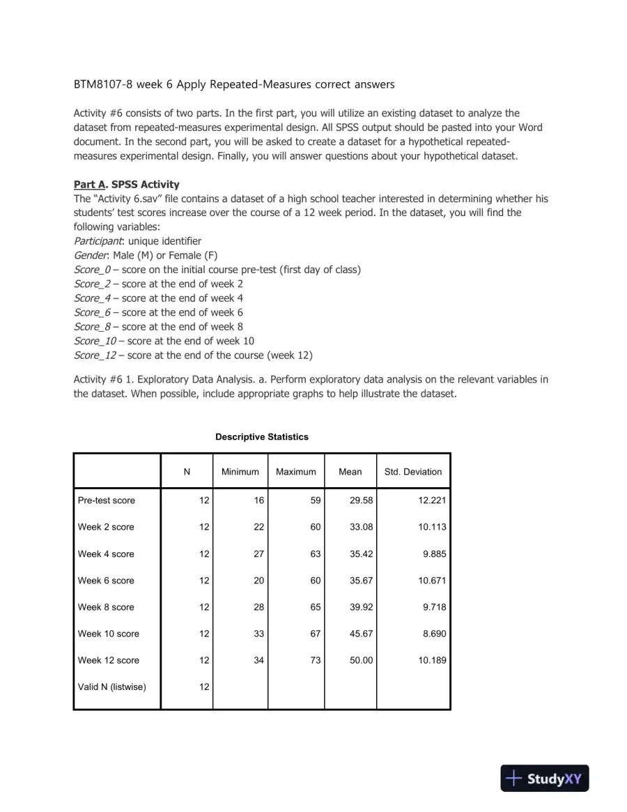 BTM8107-8 Week 6 Apply Repeated-Measures Correct Answers, page 4