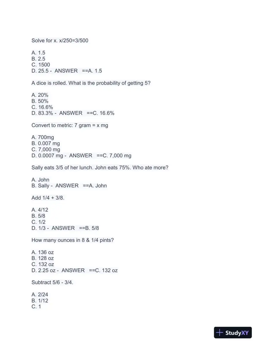 HESI math, vocab, grammer, reading comp, a&p Practice Exam With Answers (1133 Solved Questions), page 13