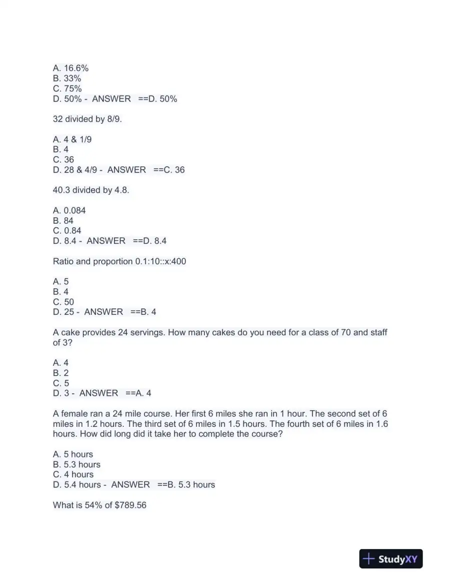 HESI math, vocab, grammer, reading comp, a&p Practice Exam With Answers (1133 Solved Questions), page 15
