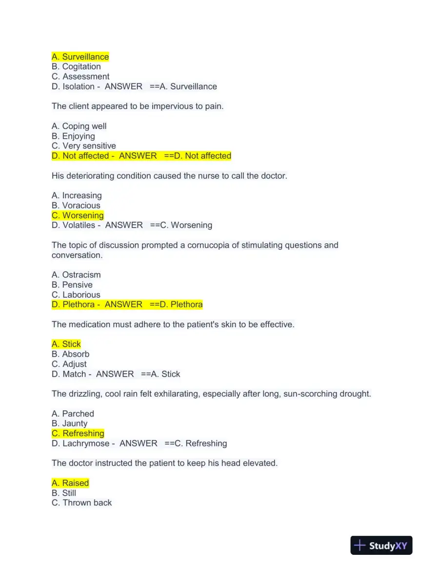 HESI math, vocab, grammer, reading comp, a&p Practice Exam With Answers (1133 Solved Questions), page 5