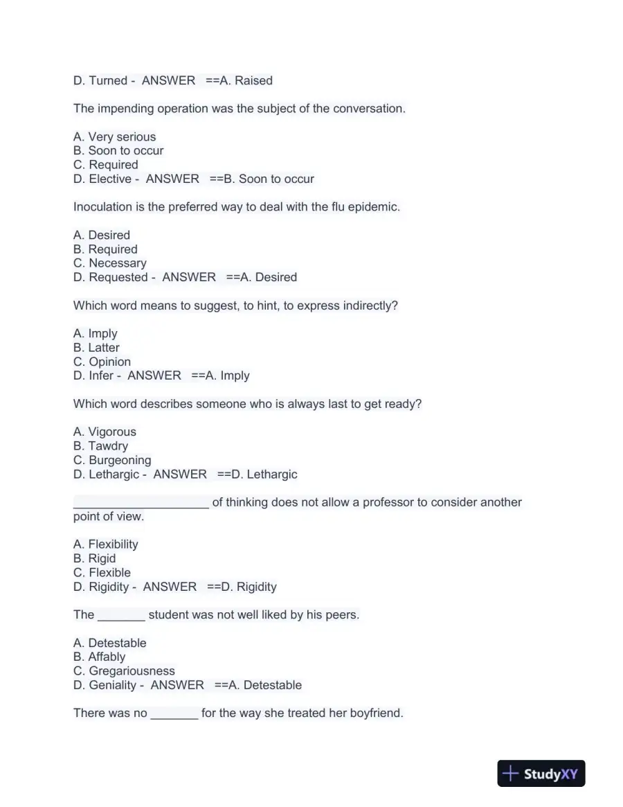 HESI math, vocab, grammer, reading comp, a&p Practice Exam With Answers (1133 Solved Questions), page 6