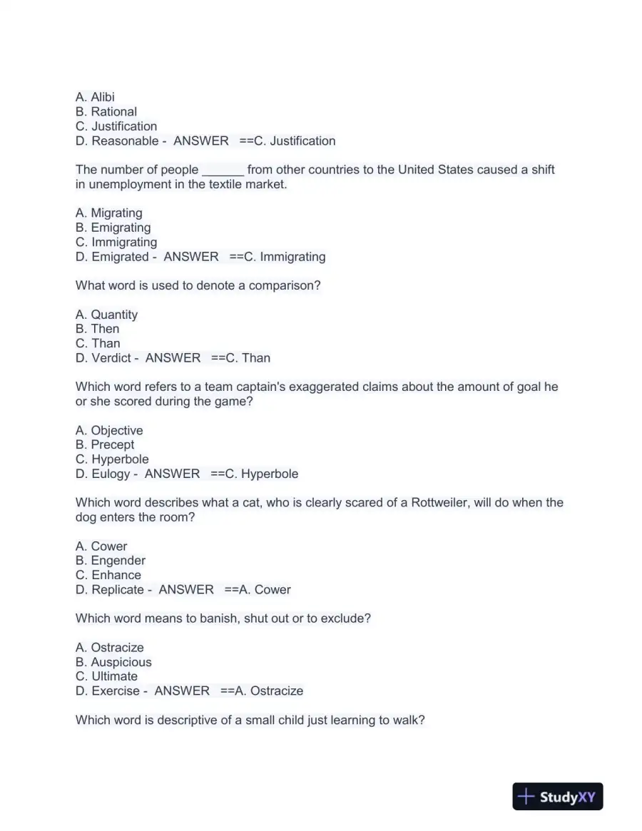 HESI math, vocab, grammer, reading comp, a&p Practice Exam With Answers (1133 Solved Questions), page 7