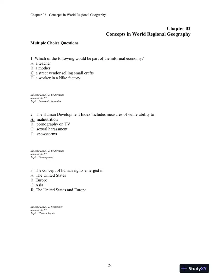 Test Bank For Contemporary World Regional Geography, 4th Edition, page 17