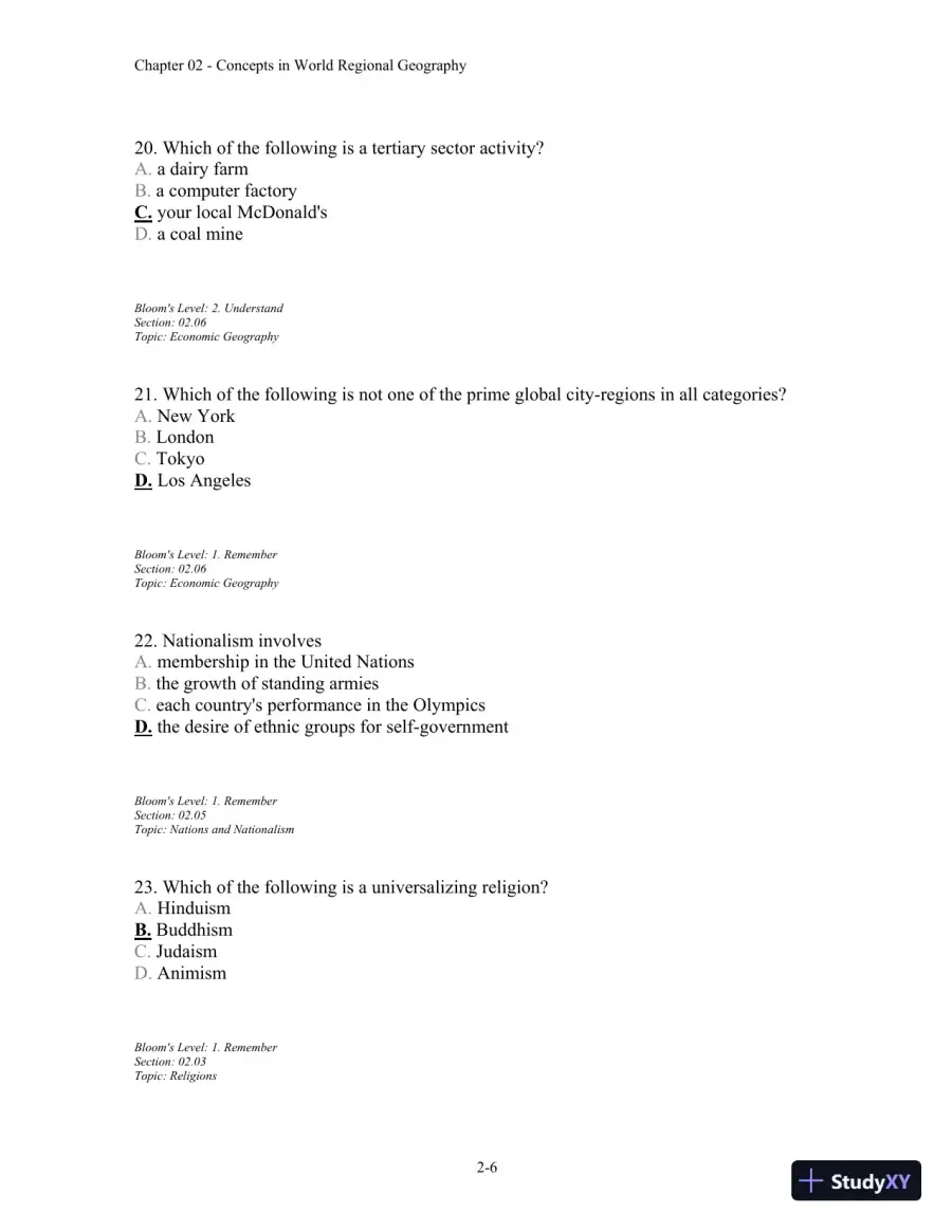 Test Bank For Contemporary World Regional Geography, 4th Edition, page 22