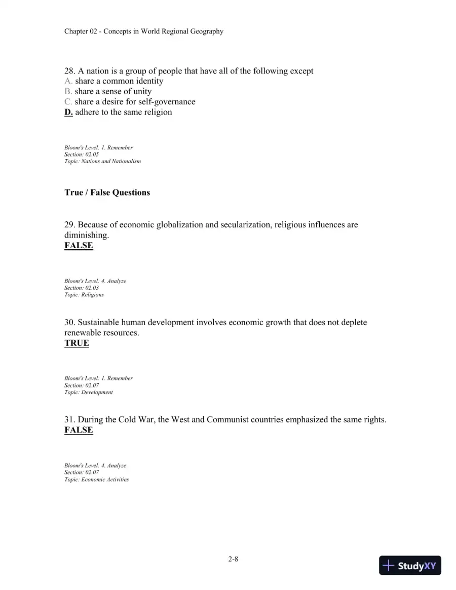 Test Bank For Contemporary World Regional Geography, 4th Edition, page 24