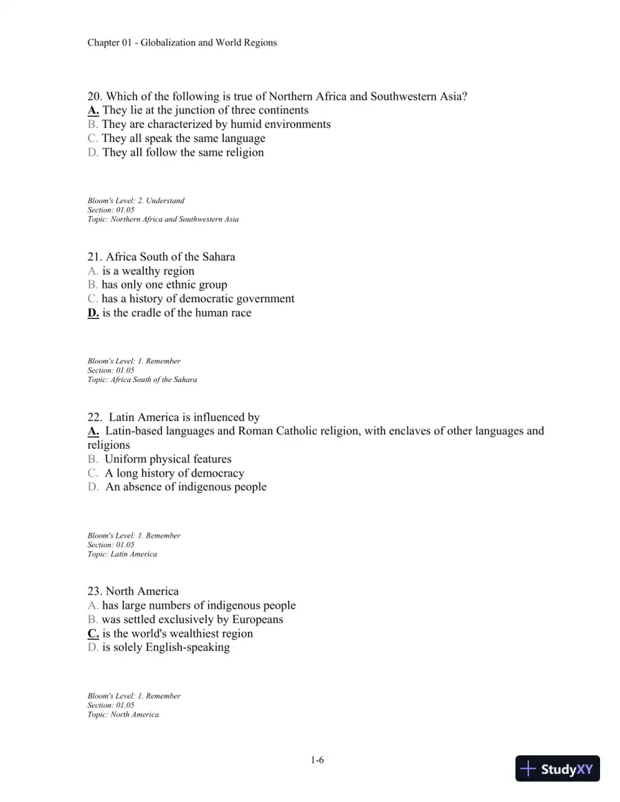 Test Bank For Contemporary World Regional Geography, 4th Edition, page 7