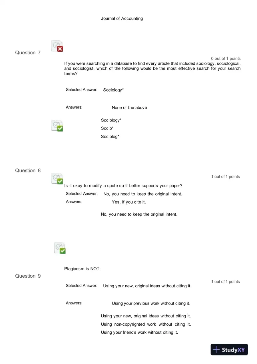 Liberty University INFT 101 Information Literacy Pre Test Complete Solution Correct Answer Key, page 6