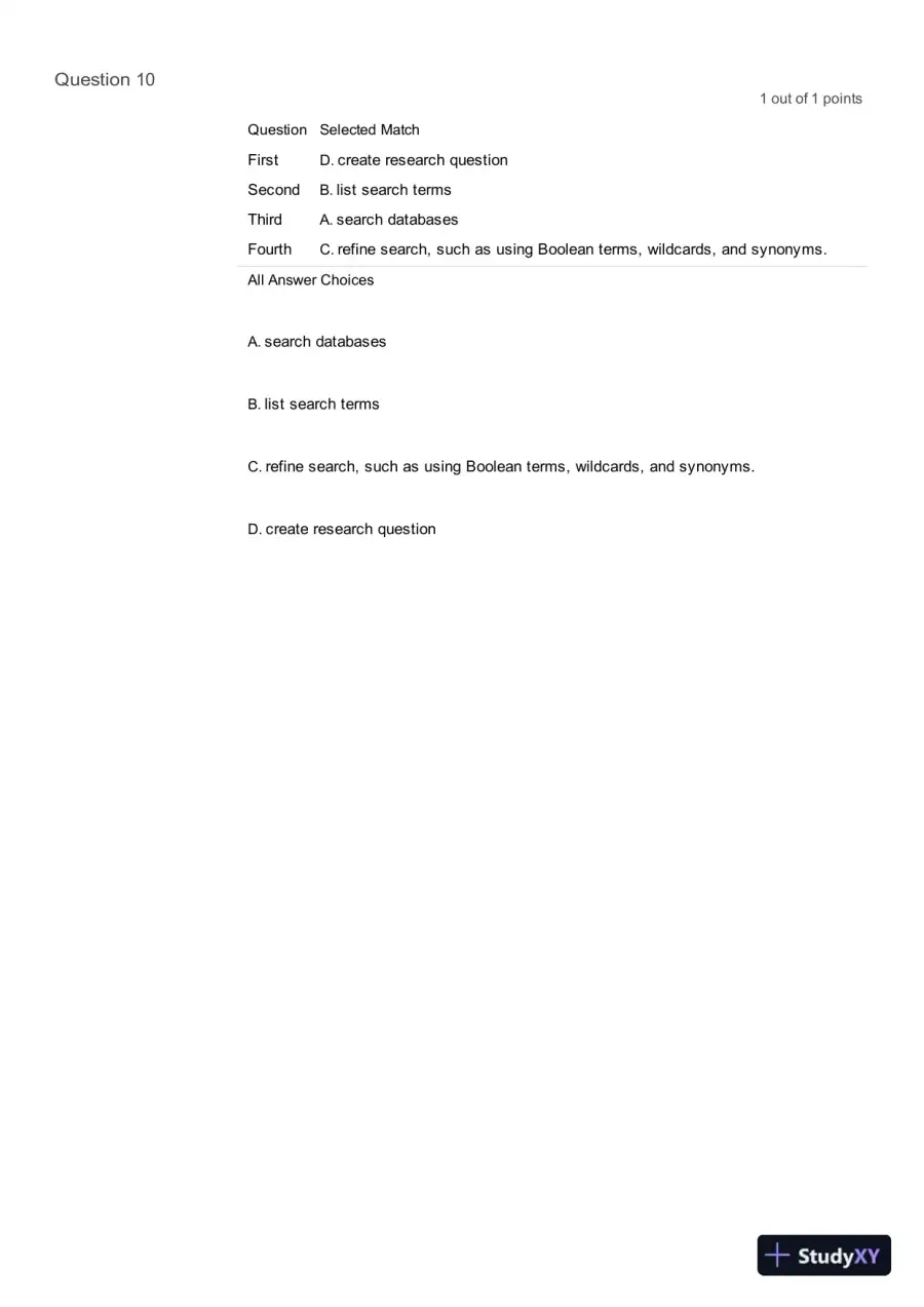 Liberty University INFT 101 Information Literacy Pre Test Complete Solution Correct Answer Key, page 7
