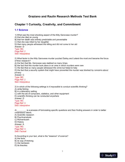 Test Bank for Research Methods: A Process of Inquiry, 9th Edition - Page 1 preview image