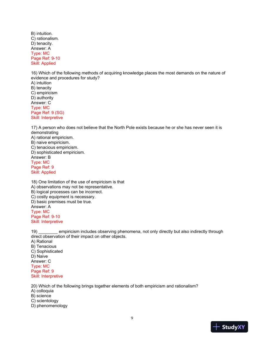 Test Bank for Research Methods: A Process of Inquiry, 9th Edition, page 10