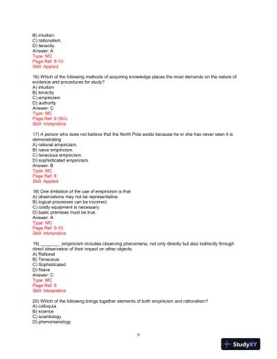 Test Bank for Research Methods: A Process of Inquiry, 9th Edition - Page 10 preview image