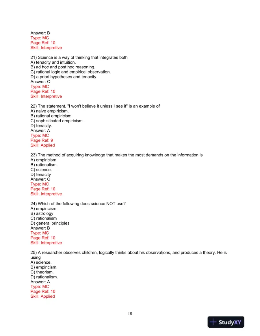 Test Bank for Research Methods: A Process of Inquiry, 9th Edition, page 11
